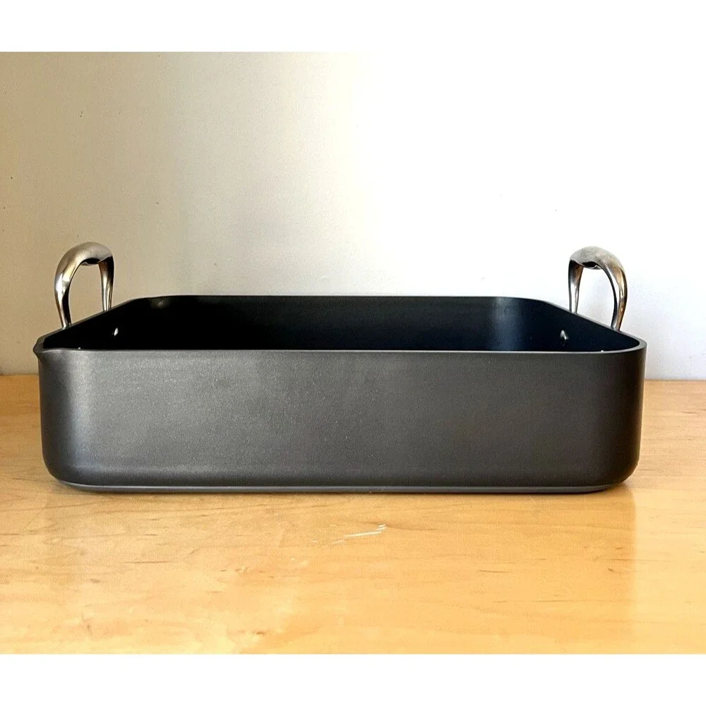 Pampered Chef Roasting Pan & Rack Anodized Nonstick Pour Spouts #2872 12